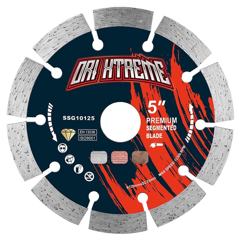 ORIXTREME 5 Inch Diamond Saw Blade, Segmented General Purpose Blade Dry/Wet Cutting Concrete, Masonry, Brick, Block,7/8"-5/8” Arbor - Image 1